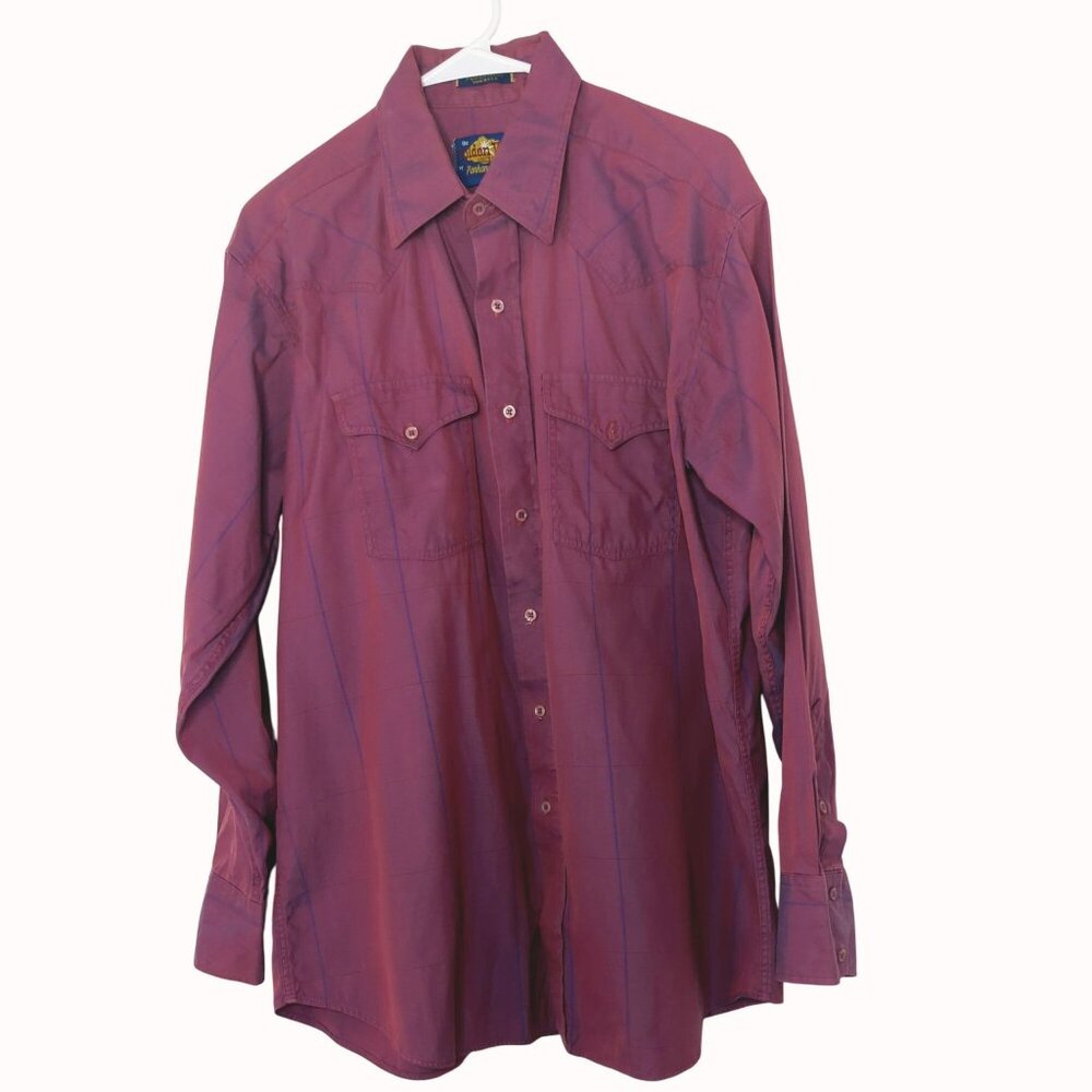 Golden West Panhandle Slim Maroon Button-Up Western Shirt Size 17-35